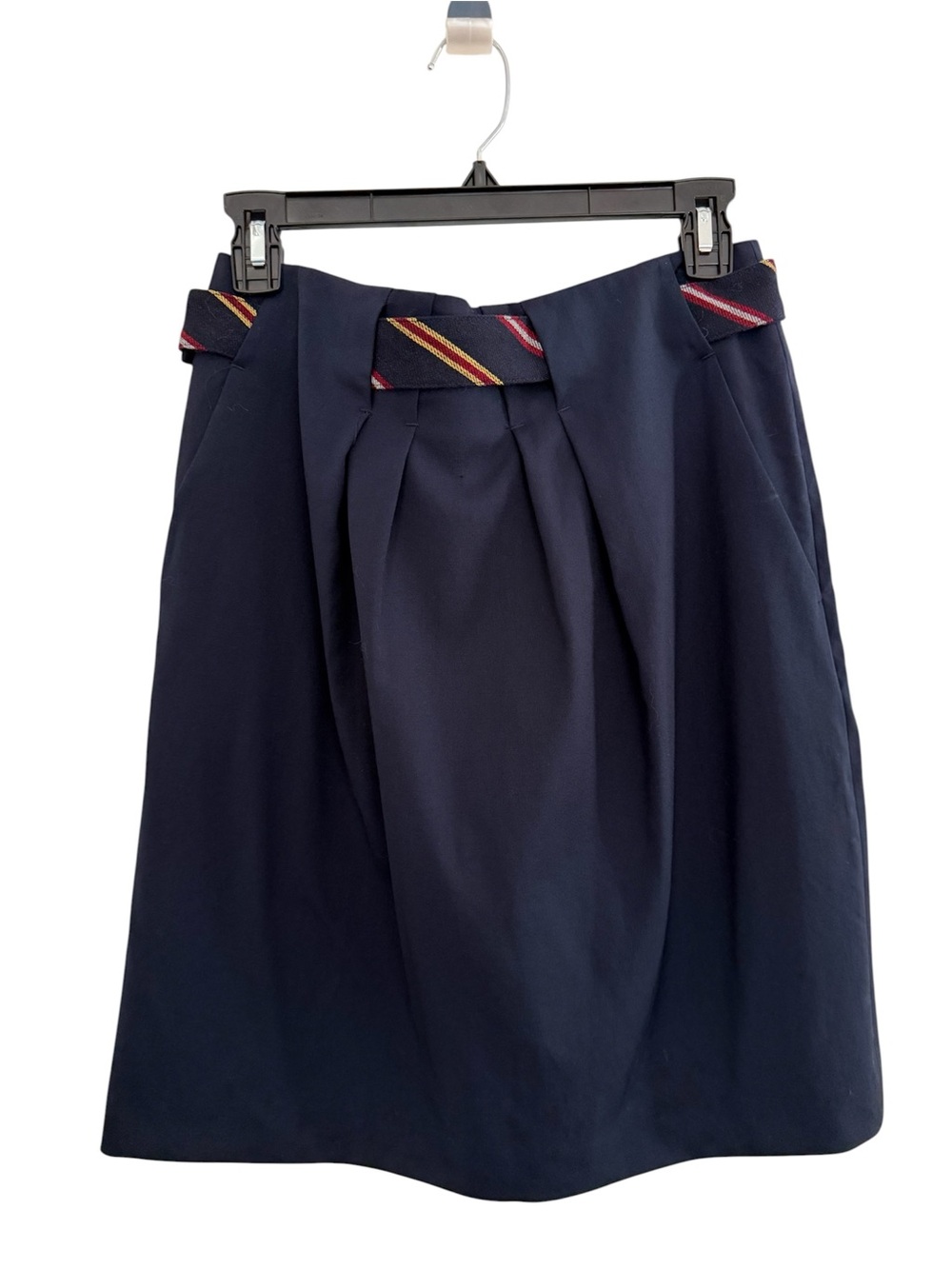 NWOT Brooks Brothers Navy A-Line Skirt with Striped Belt